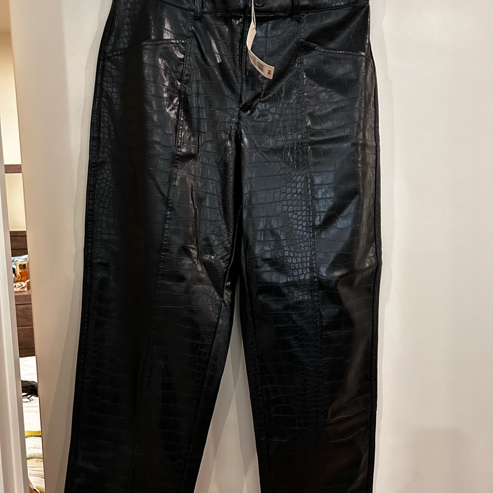 A New Day Black Croc-Embossed Pants